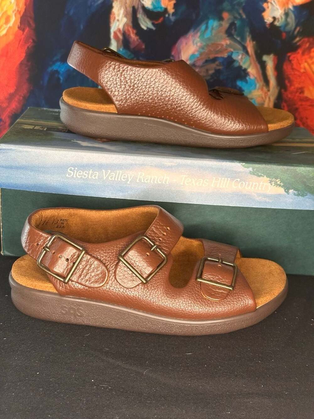 SAS Relaxed Amber Leather Comfort Sandals Women's Size 6 M - Picture 2 of 7